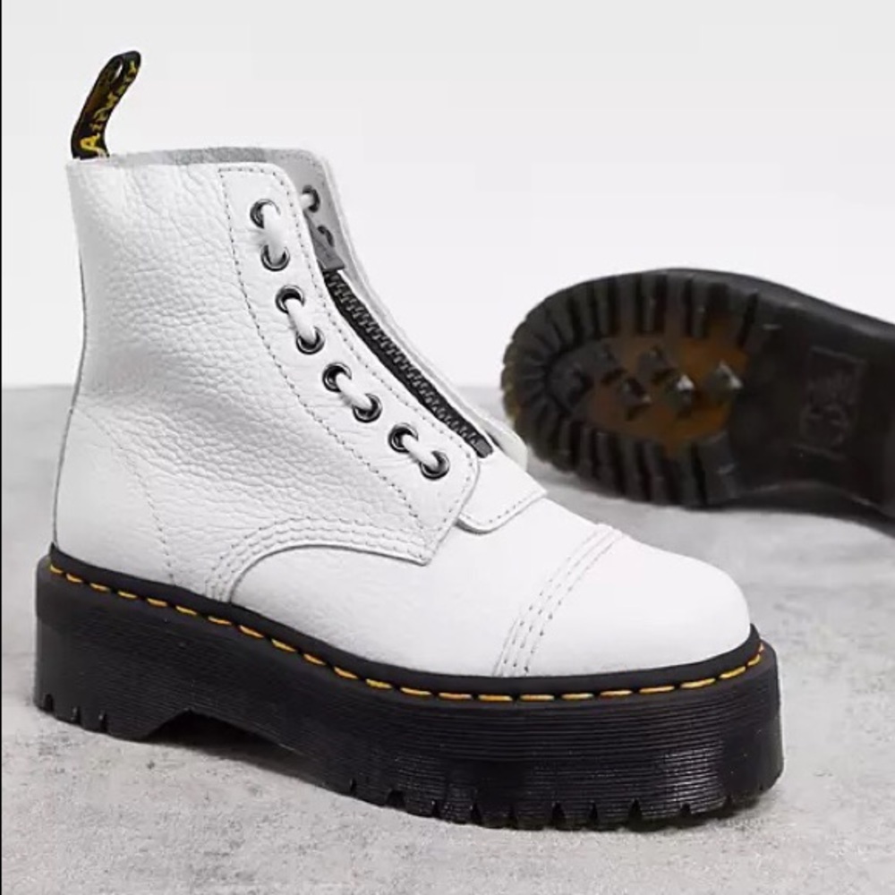 White Dr Marten Sinclair Zip Front Boots